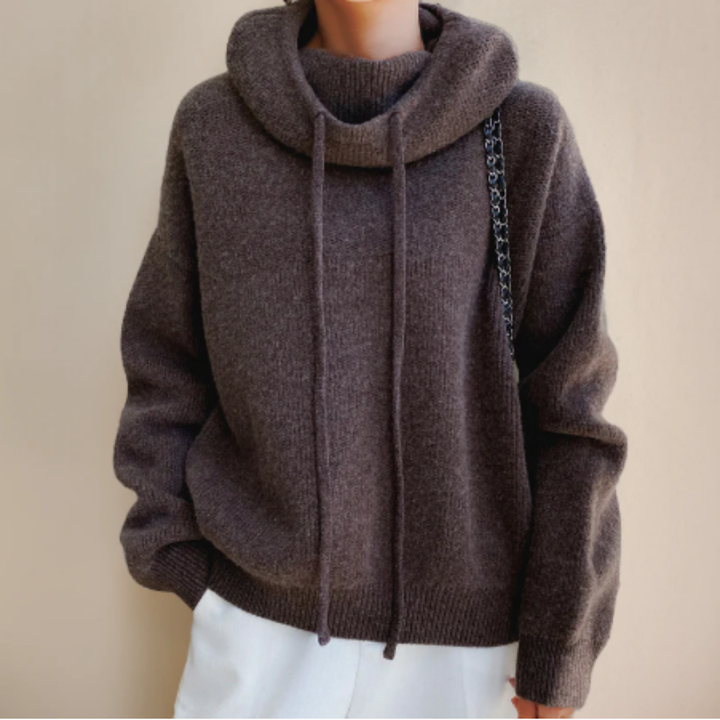 Sirenha | Warm Oversized Knitted Drawstring Hoodie For Women