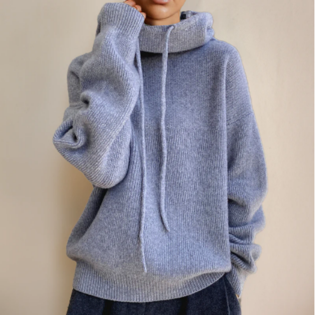 Sirenha | Warm Oversized Knitted Drawstring Hoodie For Women