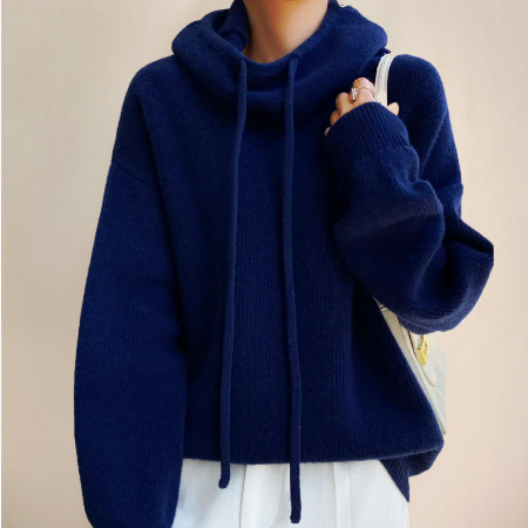 Sirenha | Warm Oversized Knitted Drawstring Hoodie For Women