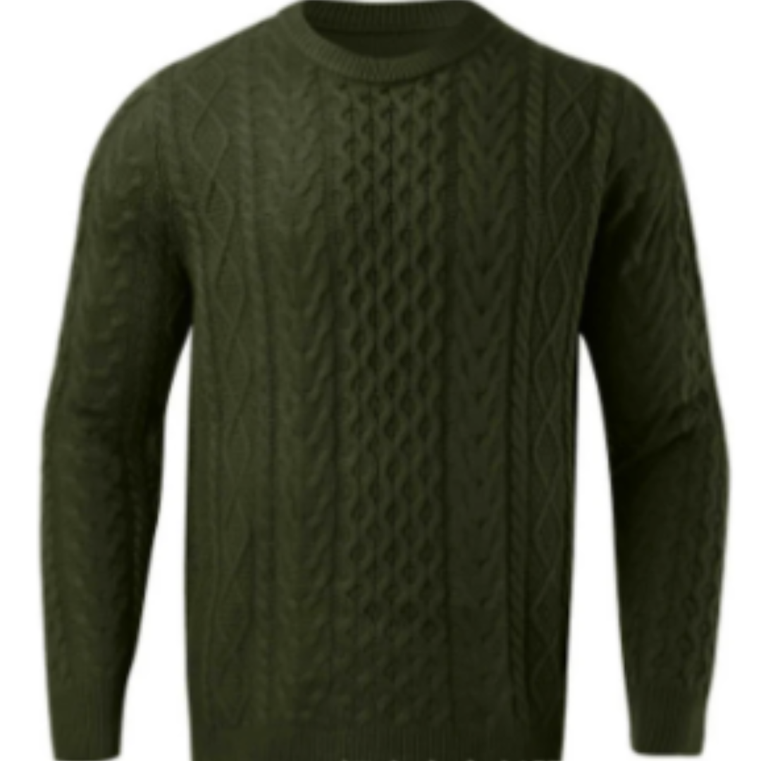 Rolley | Warm Winter Cable Knit Round Neck Sweater For Men