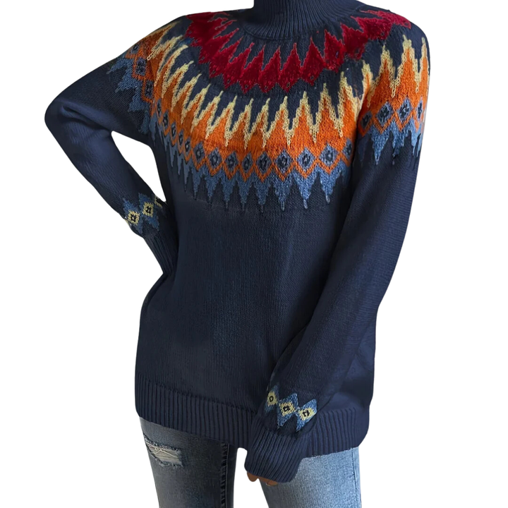 Elanna | Warm Abstract Print Knitted Sweater For Women