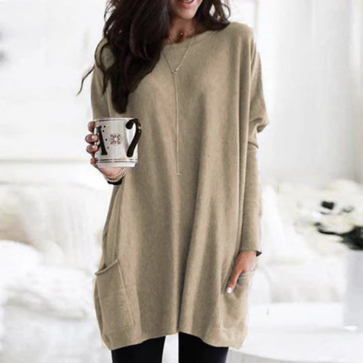 Noriko | Oversized Boat Neck Long Sweater For Women