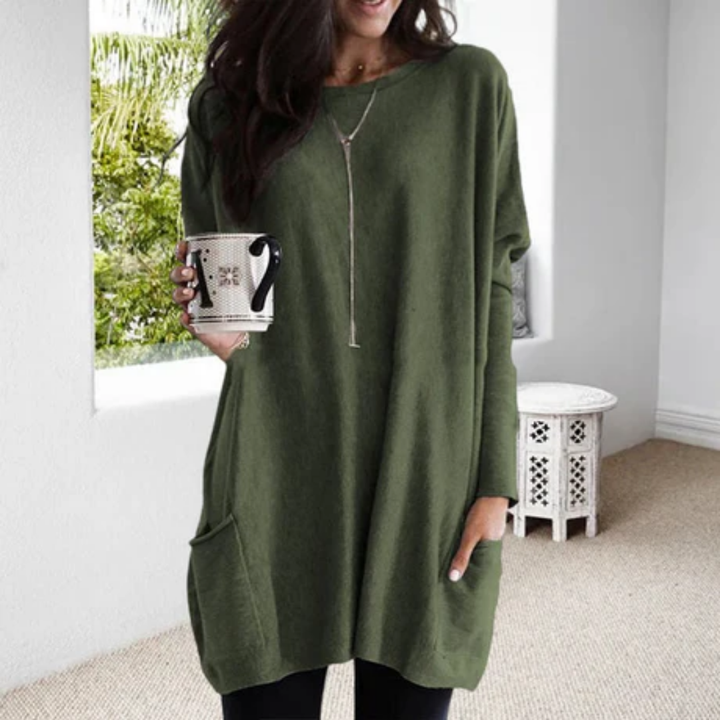 Noriko | Oversized Boat Neck Long Sweater For Women