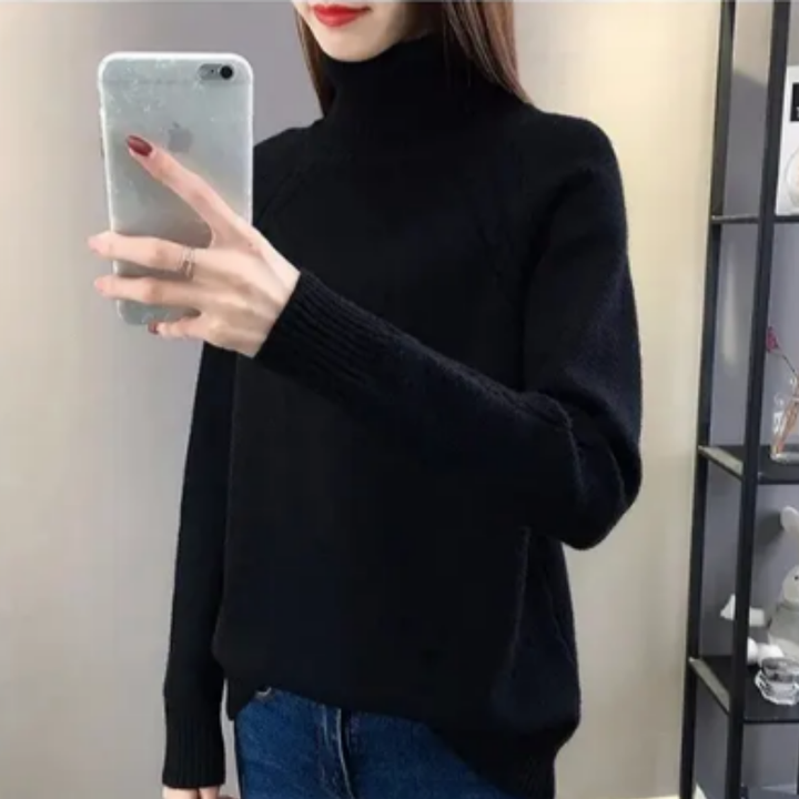 Zorra | Stylish Warm Roll Turtle Neck Knitted Sweater For Women