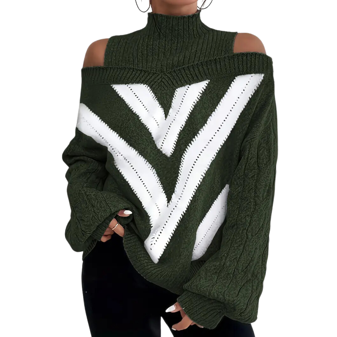 Kinley | Stylish Warm Geometric Print Knitted Sweater For Women