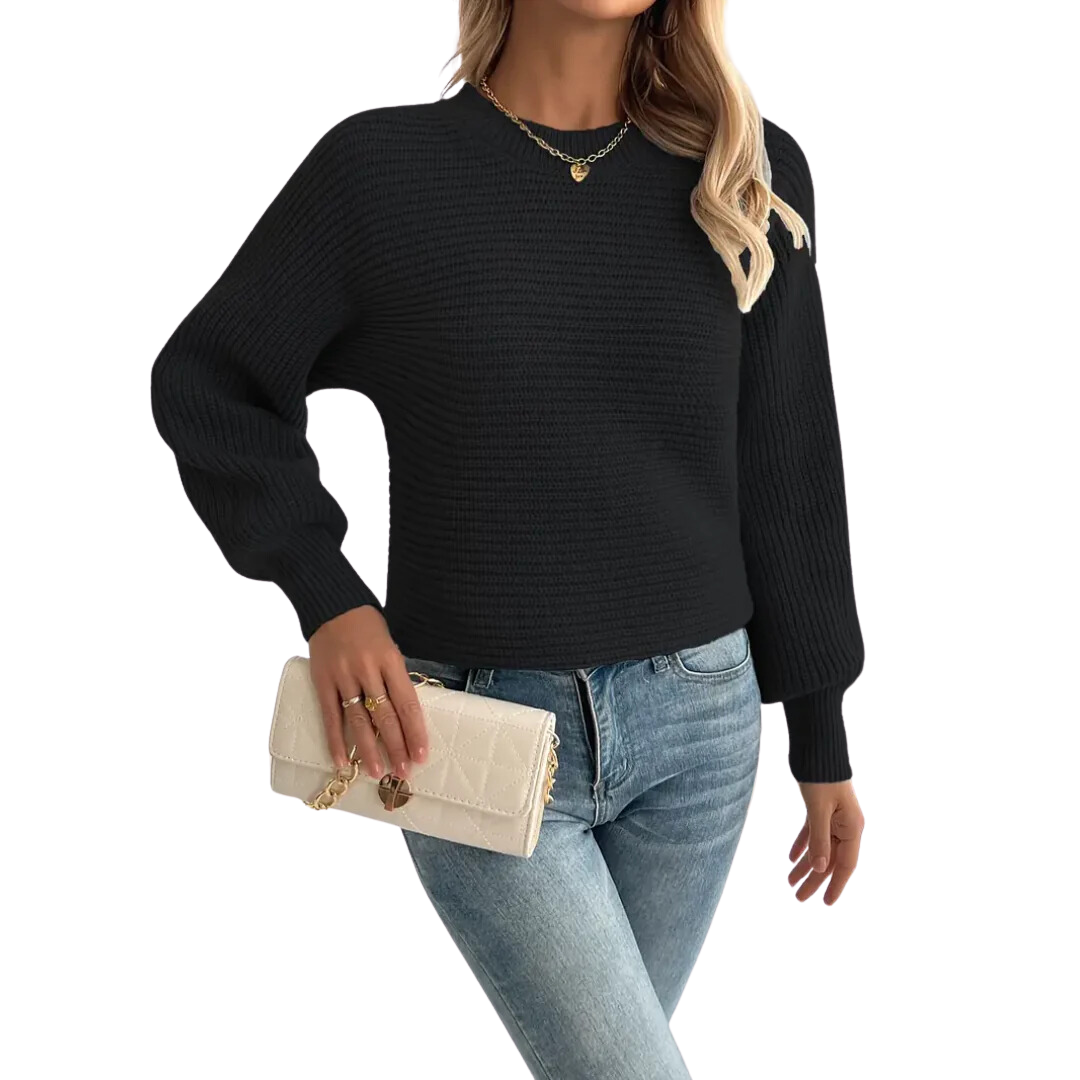 Elyssia | Warm Puffed Sleeve Knitted Sweater For Women