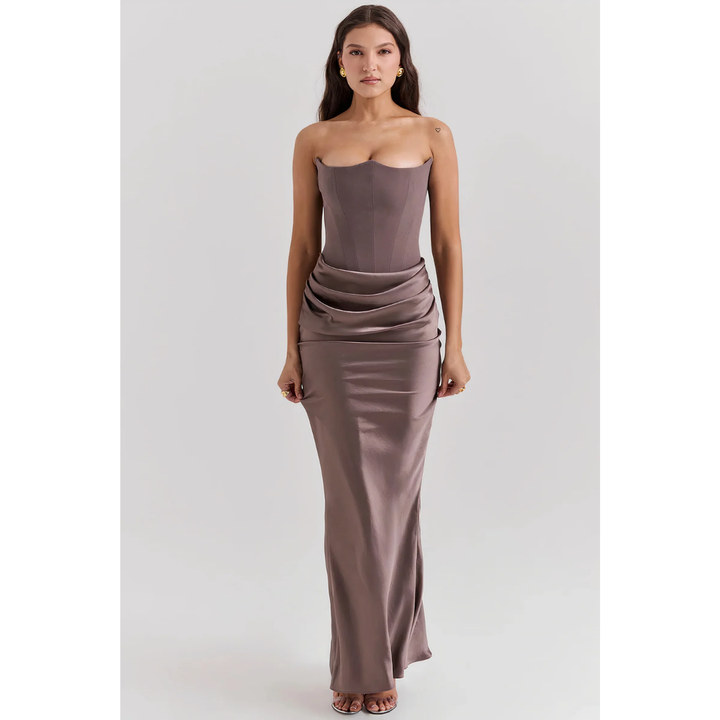 Emerlinda | Elegant Tube Corset Slit Maxi Dress For Women