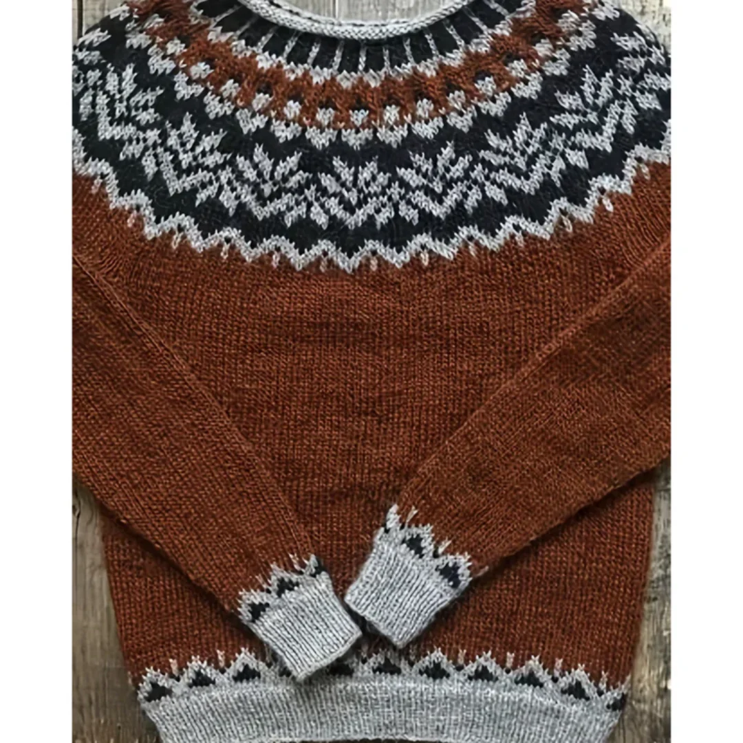 Elizabith | Vintage Warm Printed Knitted Sweater For Women