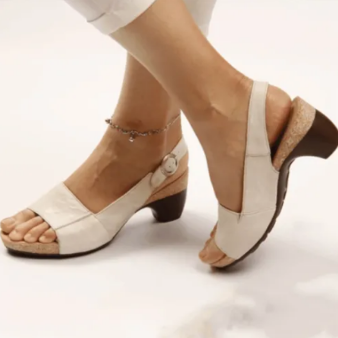 Freydel | Vintage Open Toe Orthopedic Block Heels Sandals For Women