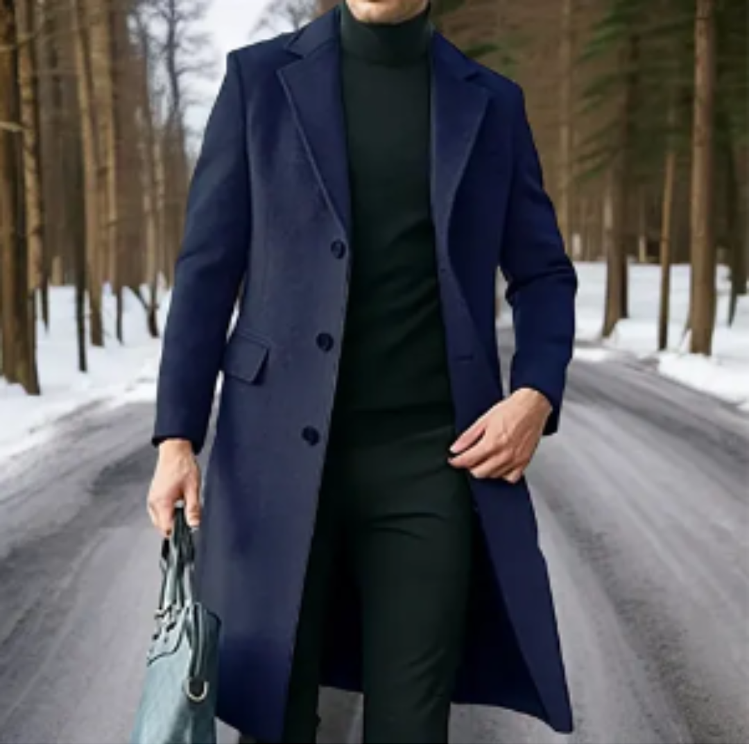 Royce | Classic Lapel Collar Long Coat For Men