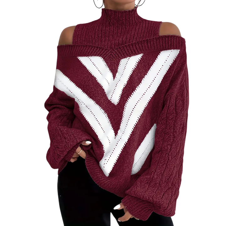 Kinley | Stylish Warm Geometric Print Knitted Sweater For Women