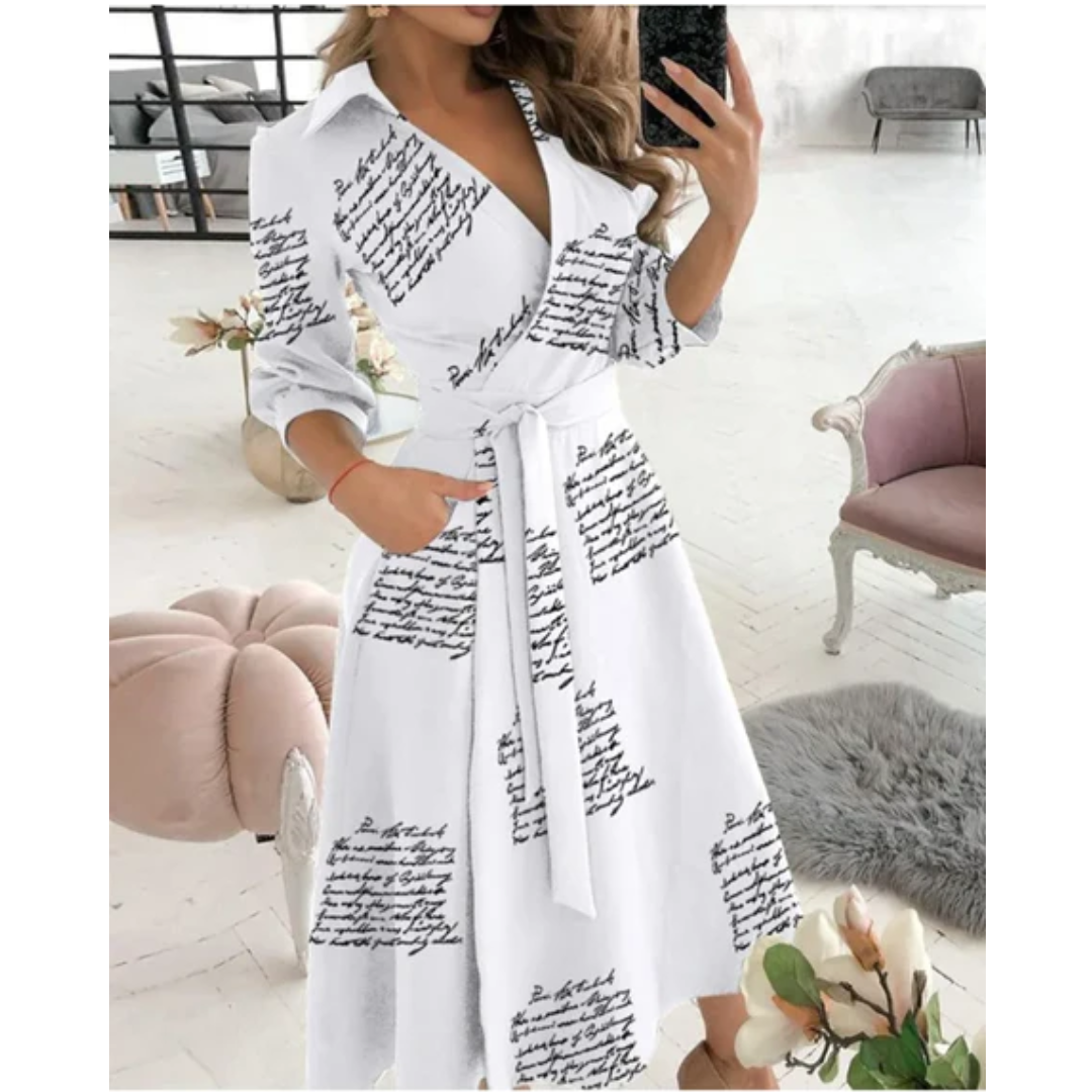 Jin | Puffed Sleeve Wrap Midi Dress For Women