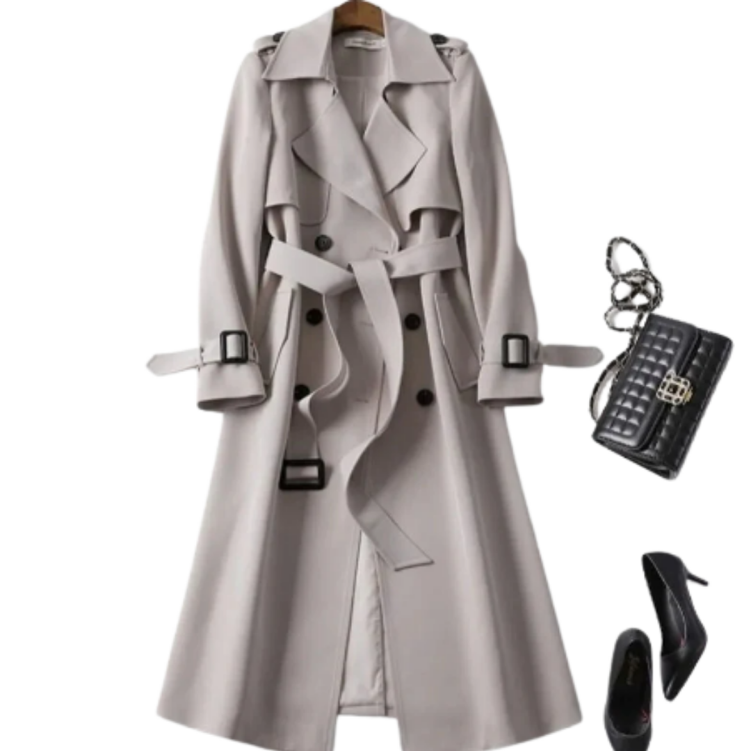 Tauria | Elegant Winter Double Breasted Trench Coat For Women