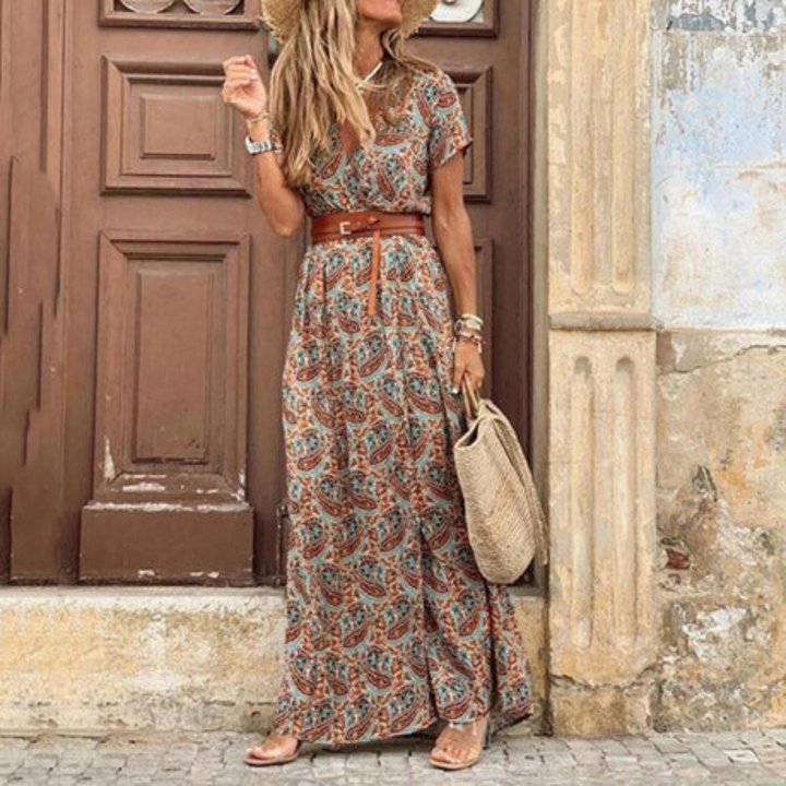 Daphne | Summer Boho Maxi Dress With Belt For Women