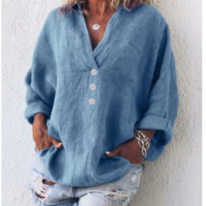 Sofia | Summer Oversized V Neck Blouse For Women