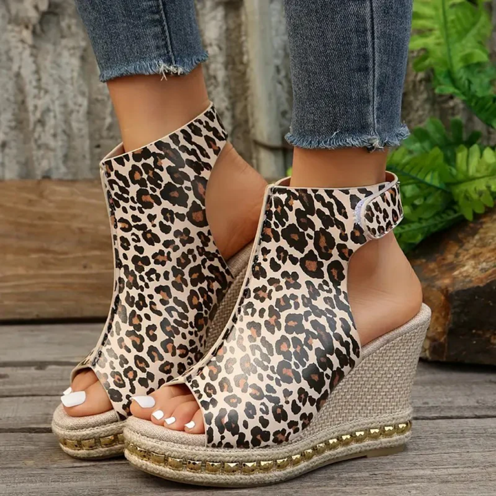 Eriu | Summer Leopard Orthopedic Wedge Heels Sandals For Women