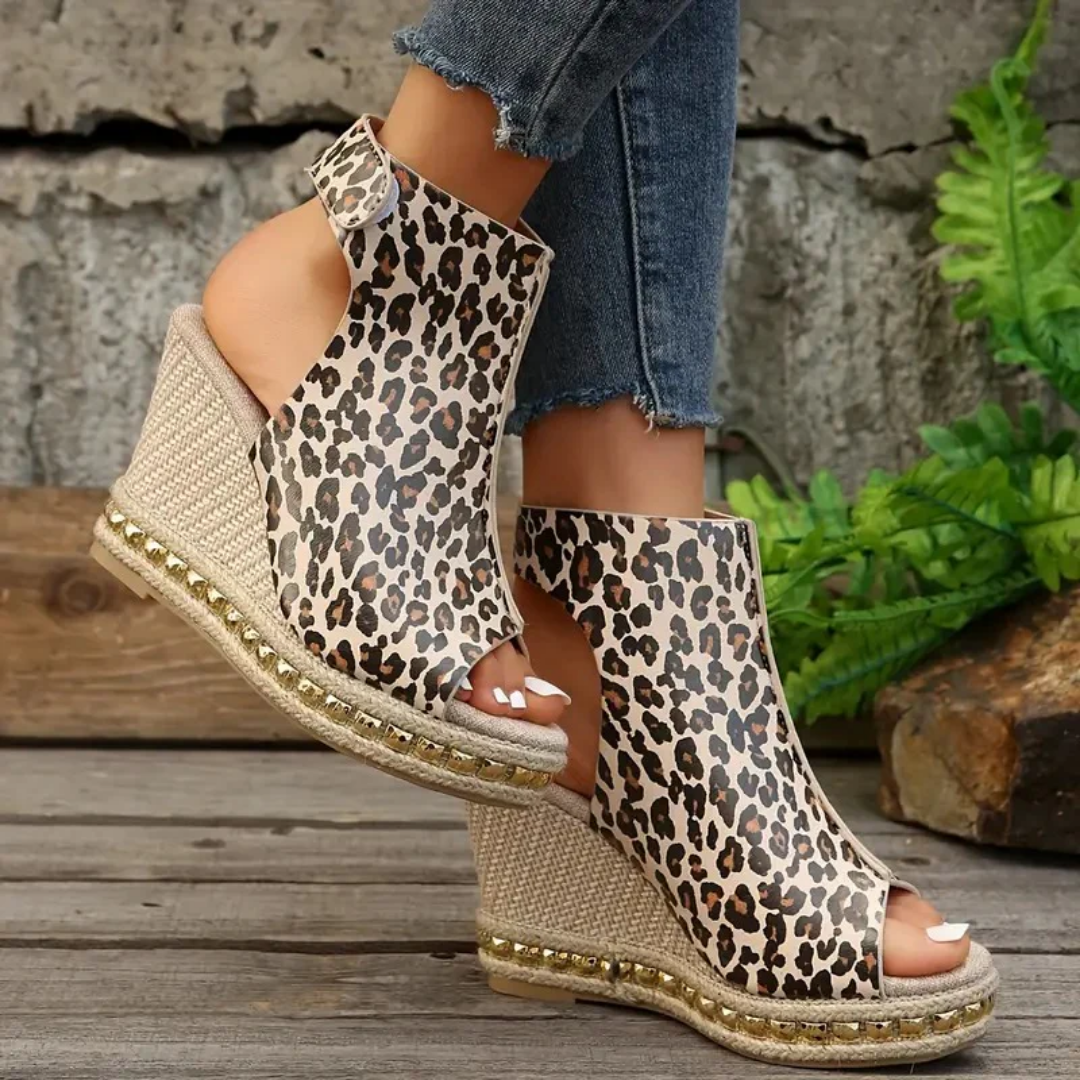 Eriu | Summer Leopard Orthopedic Wedge Heels Sandals For Women