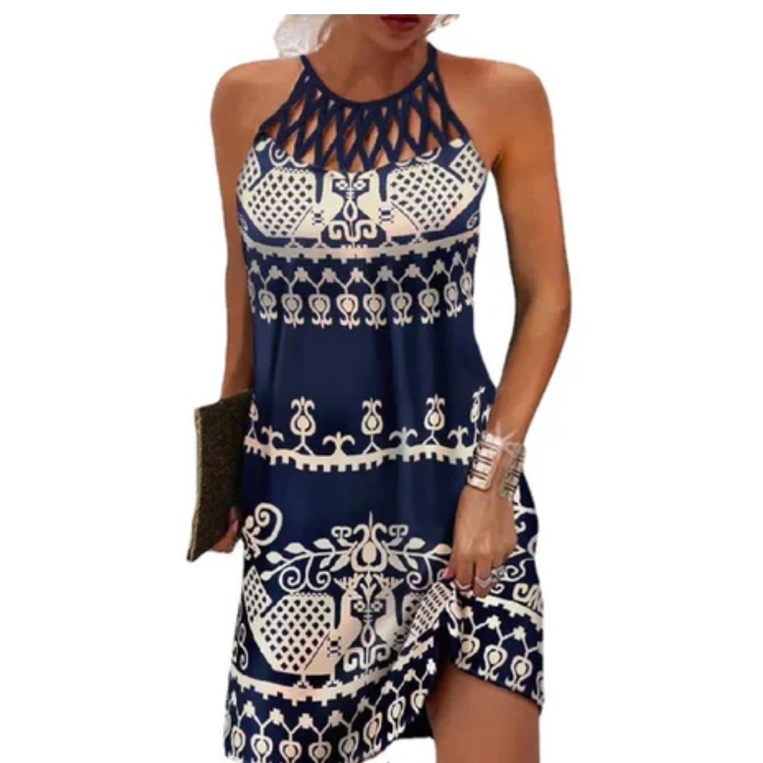 Mika | Summer Printed Halter Mini Dress For Women