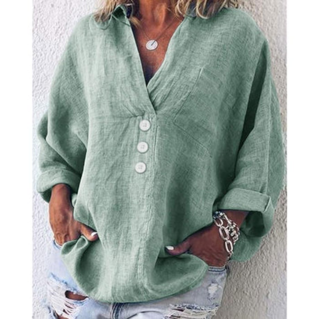 Sofia | Summer Oversized V Neck Blouse For Women