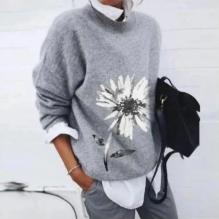 Xinyi | Stylish Floral Round Neck Sweater For Women