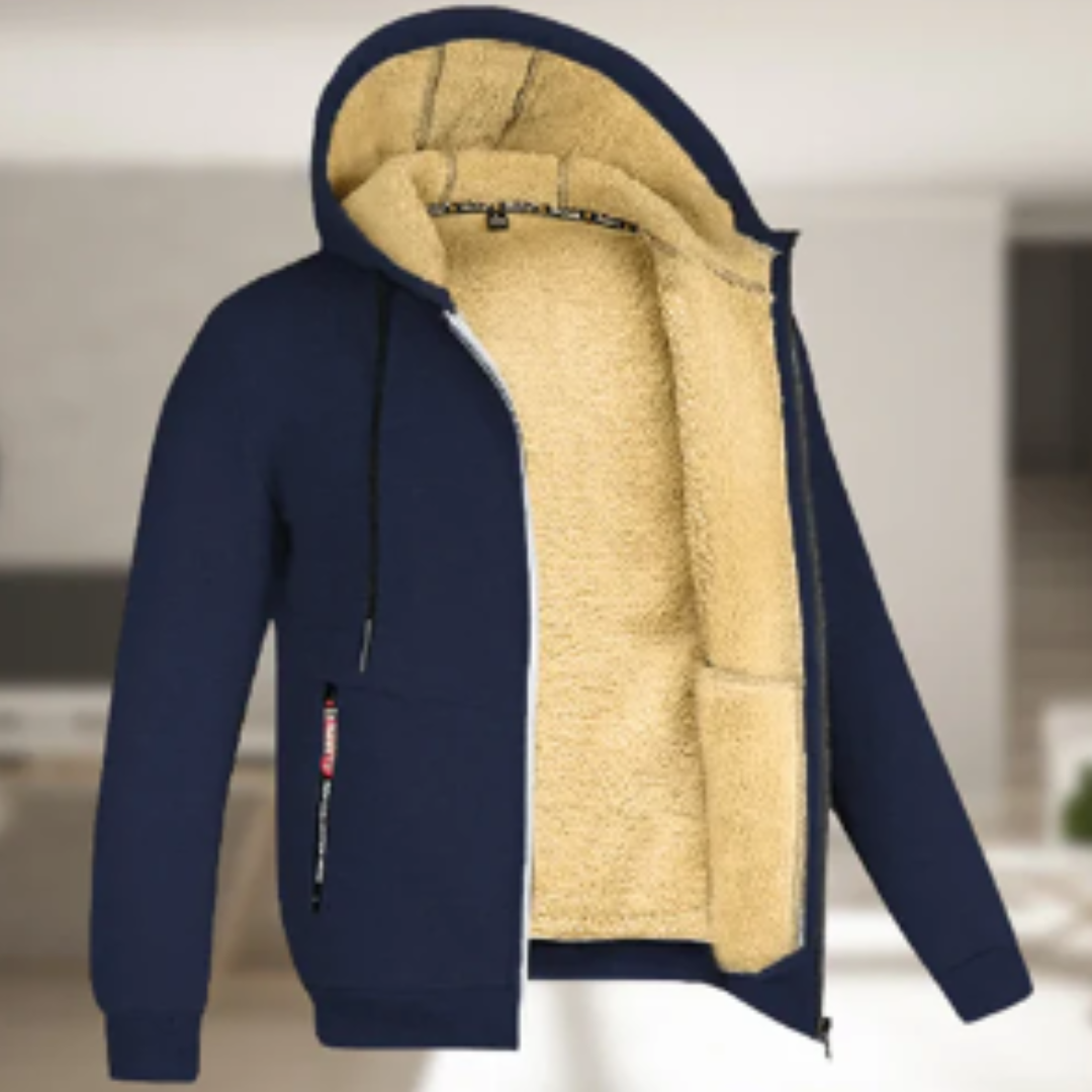 Renzo | Winter Warm Zip Up Hooded Jacket For Men