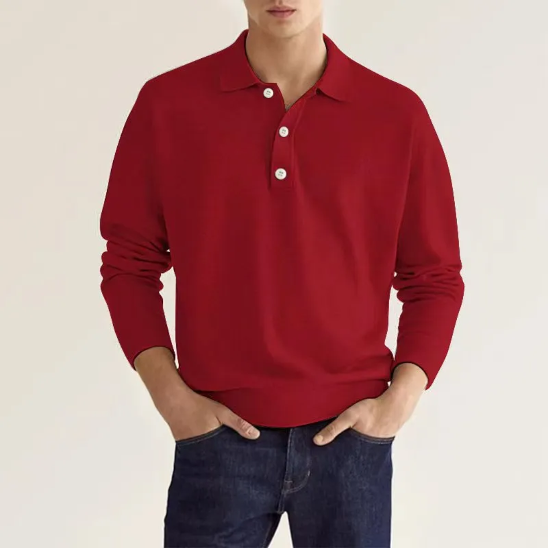 Luke | Stylish Long Sleeve Polo For Men