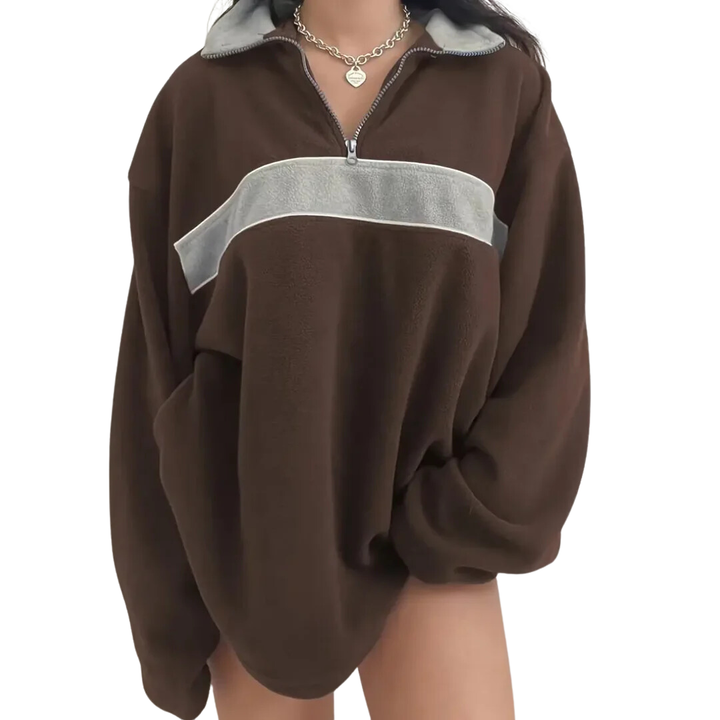 Gina | Warm Oversized Half Zip Sweater For Women