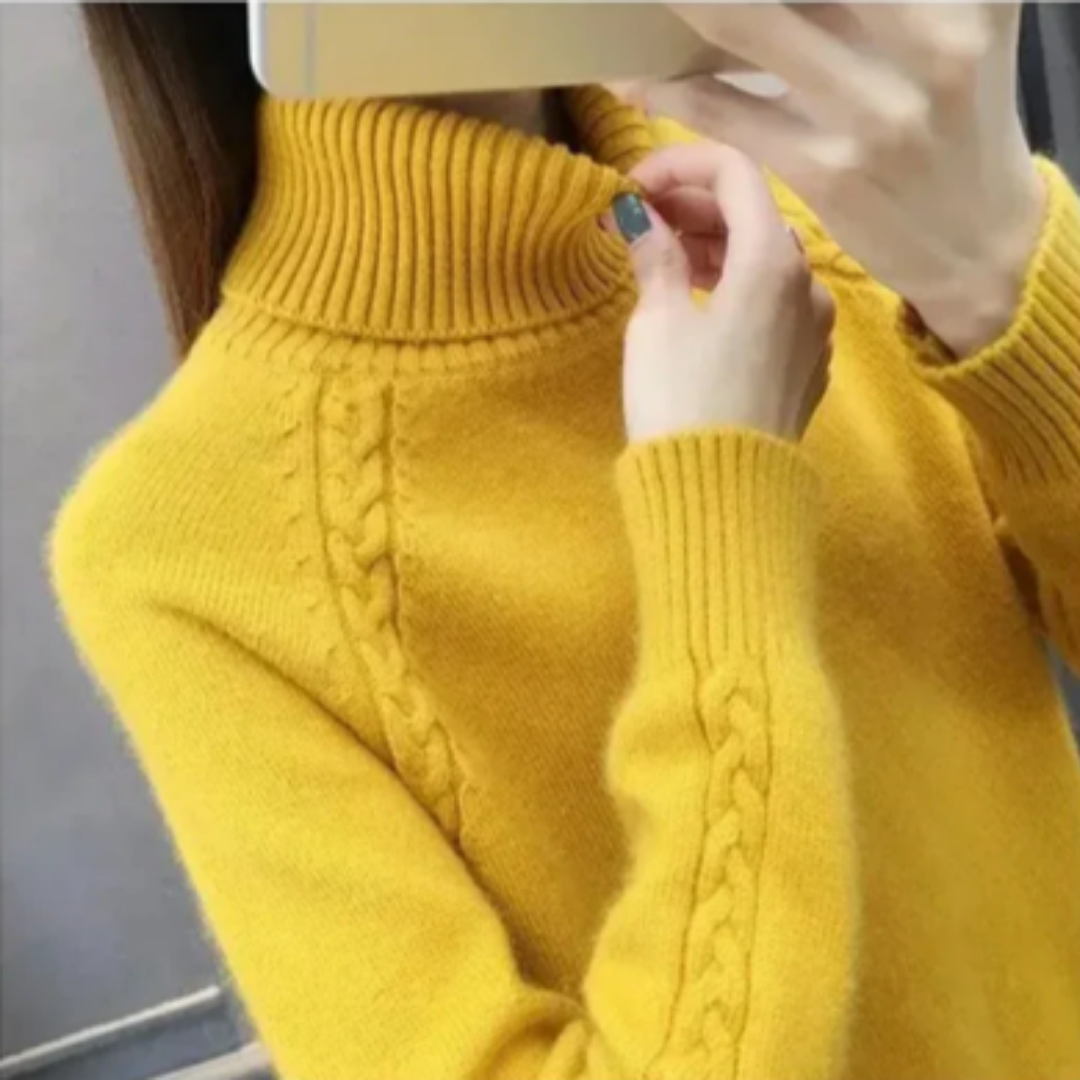 Zorra | Stylish Warm Roll Turtle Neck Knitted Sweater For Women