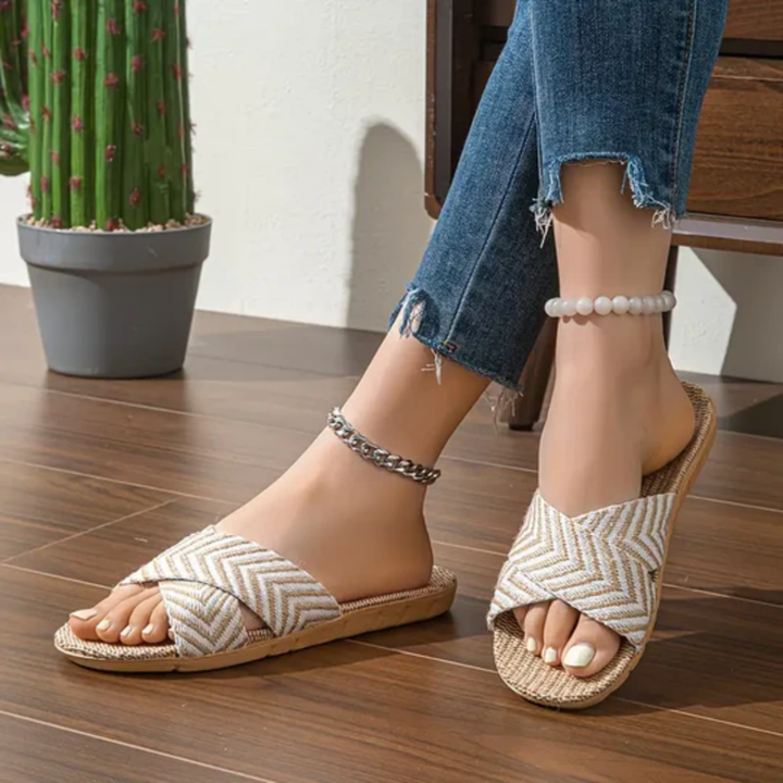 Hasmig | Summer Boho Cross Strap Orthopedic Flat Sandals For Women