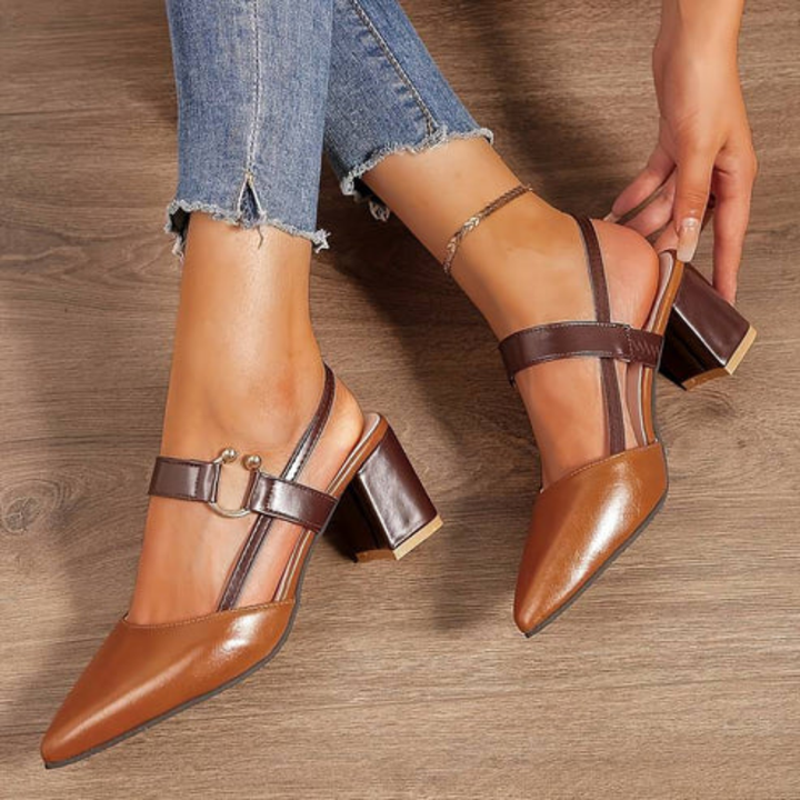 Freyde | Stylish Pointed Orthopedic Block Heels Sandals For Women