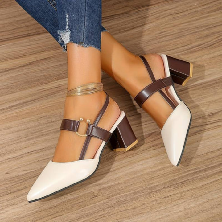 Freyde | Stylish Pointed Orthopedic Block Heels Sandals For Women