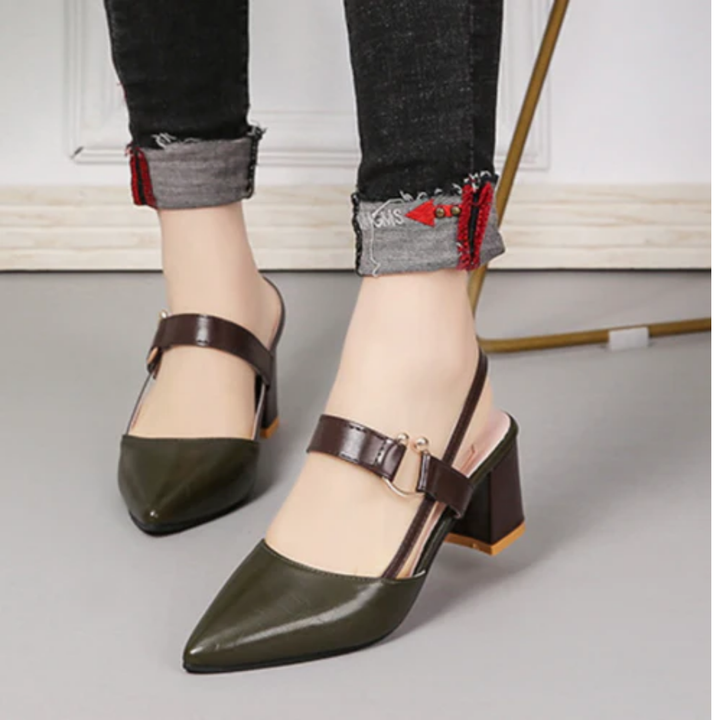 Freyde | Stylish Pointed Orthopedic Block Heels Sandals For Women