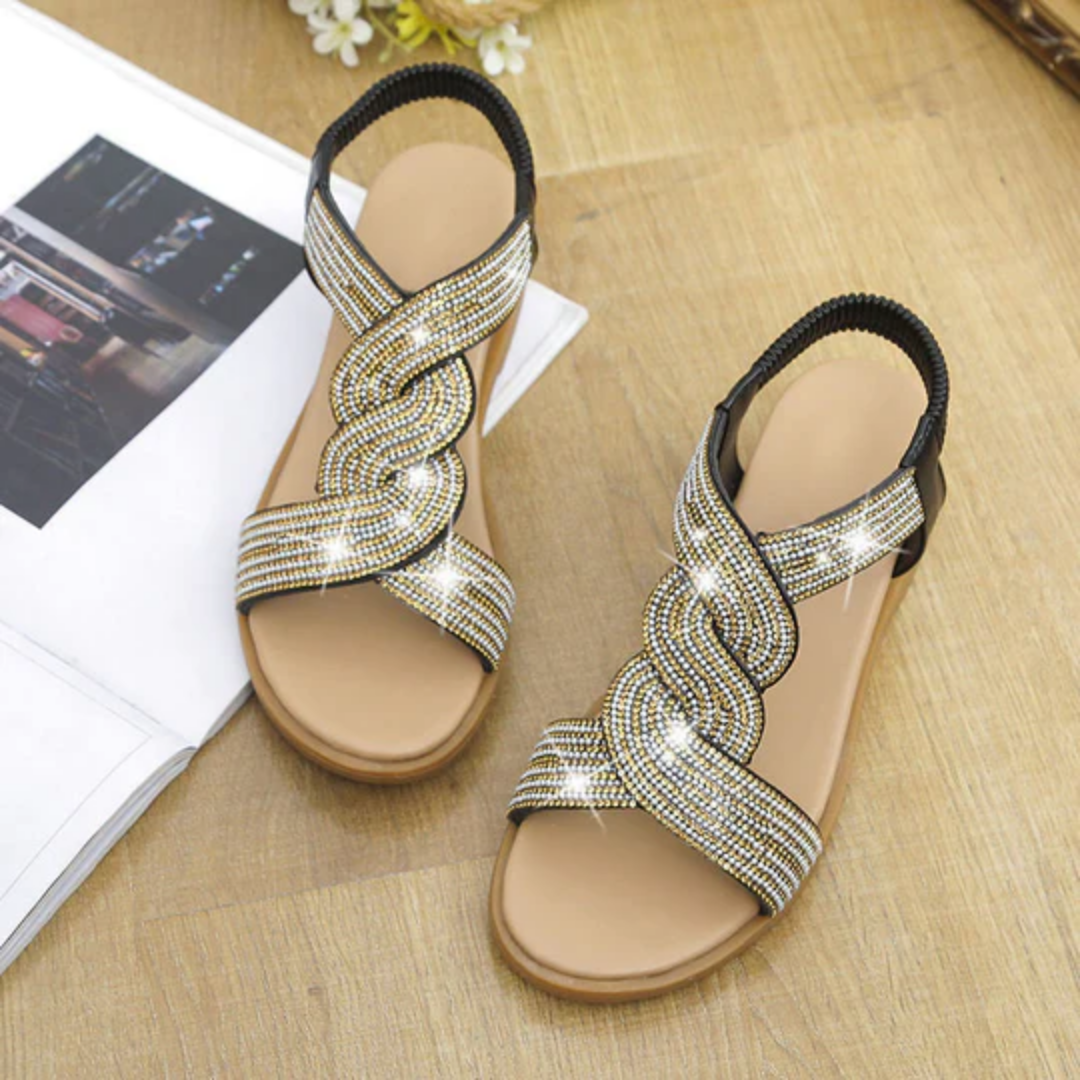 Inej | Stylish Sling Back Sequin Platform Orthopedic Sandals For Women