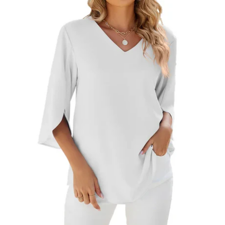 Quinly | Summer V Neck Mid Sleeve Blouse For Women