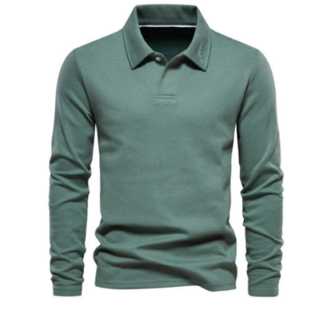 Wyld | Casual Half Button Long Sleeve Polo For Men