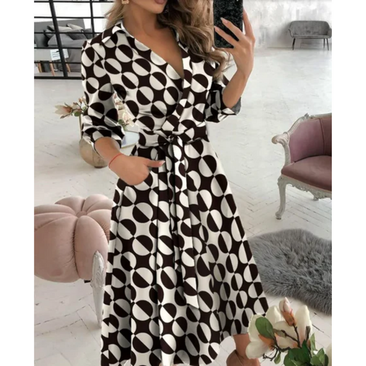 Jin | Puffed Sleeve Wrap Midi Dress For Women