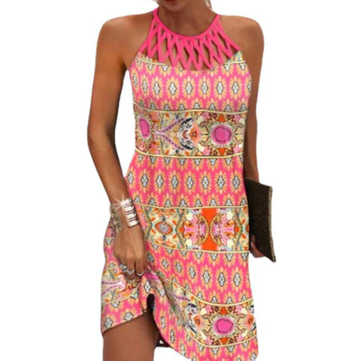 Mika | Summer Printed Halter Mini Dress For Women