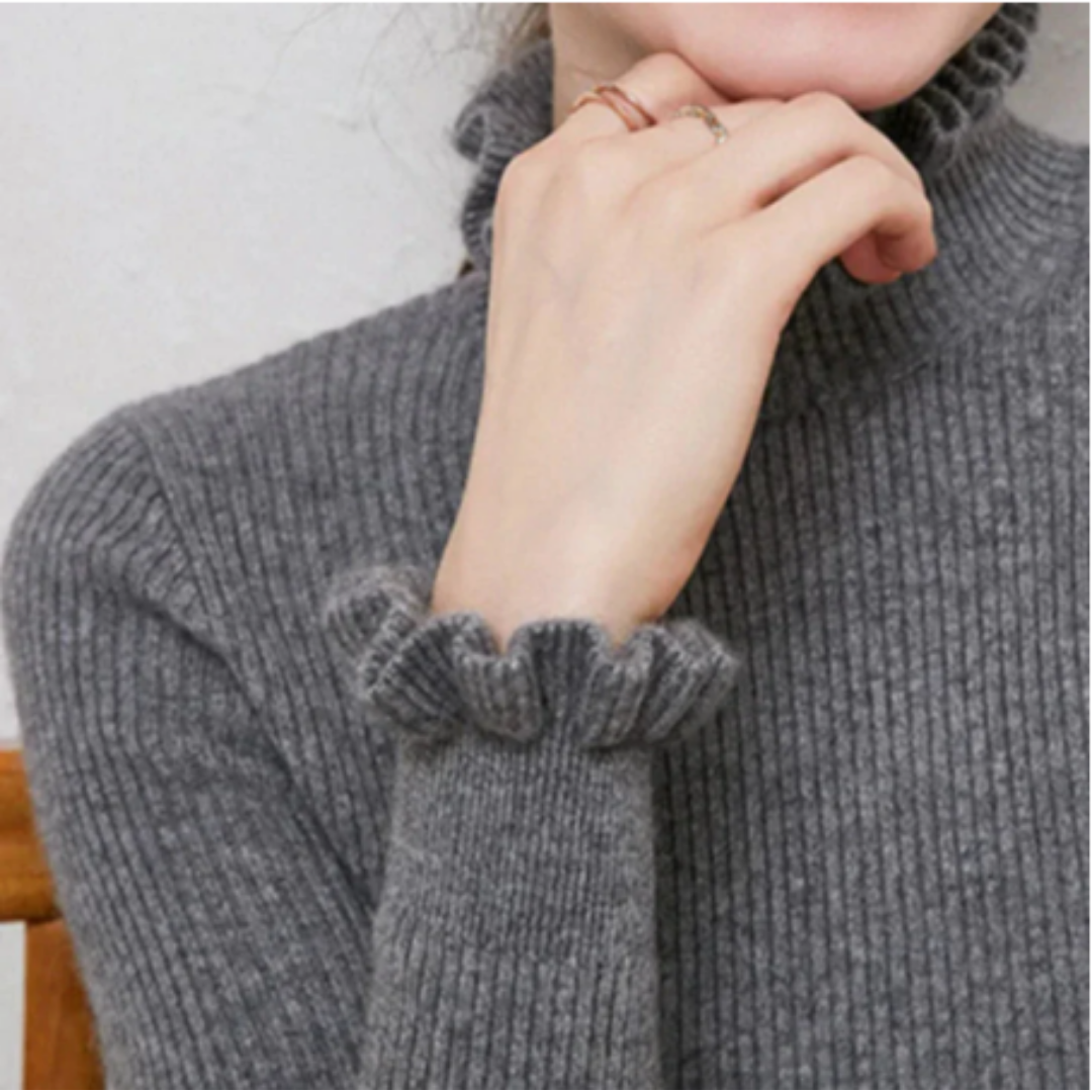 Ulrica | Stylish Ruffled Neck Knitted Sweater For Women