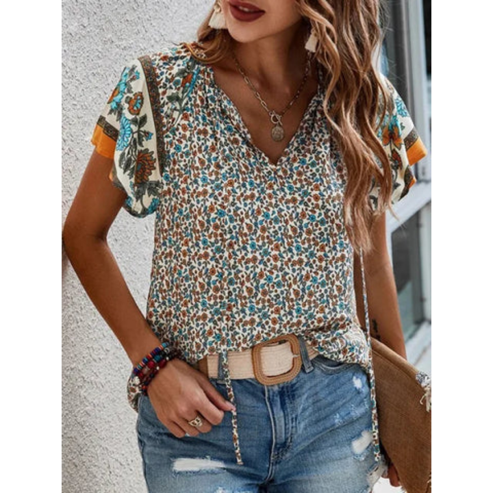 Khloe | Boho Short Sleeve Blouse For Women