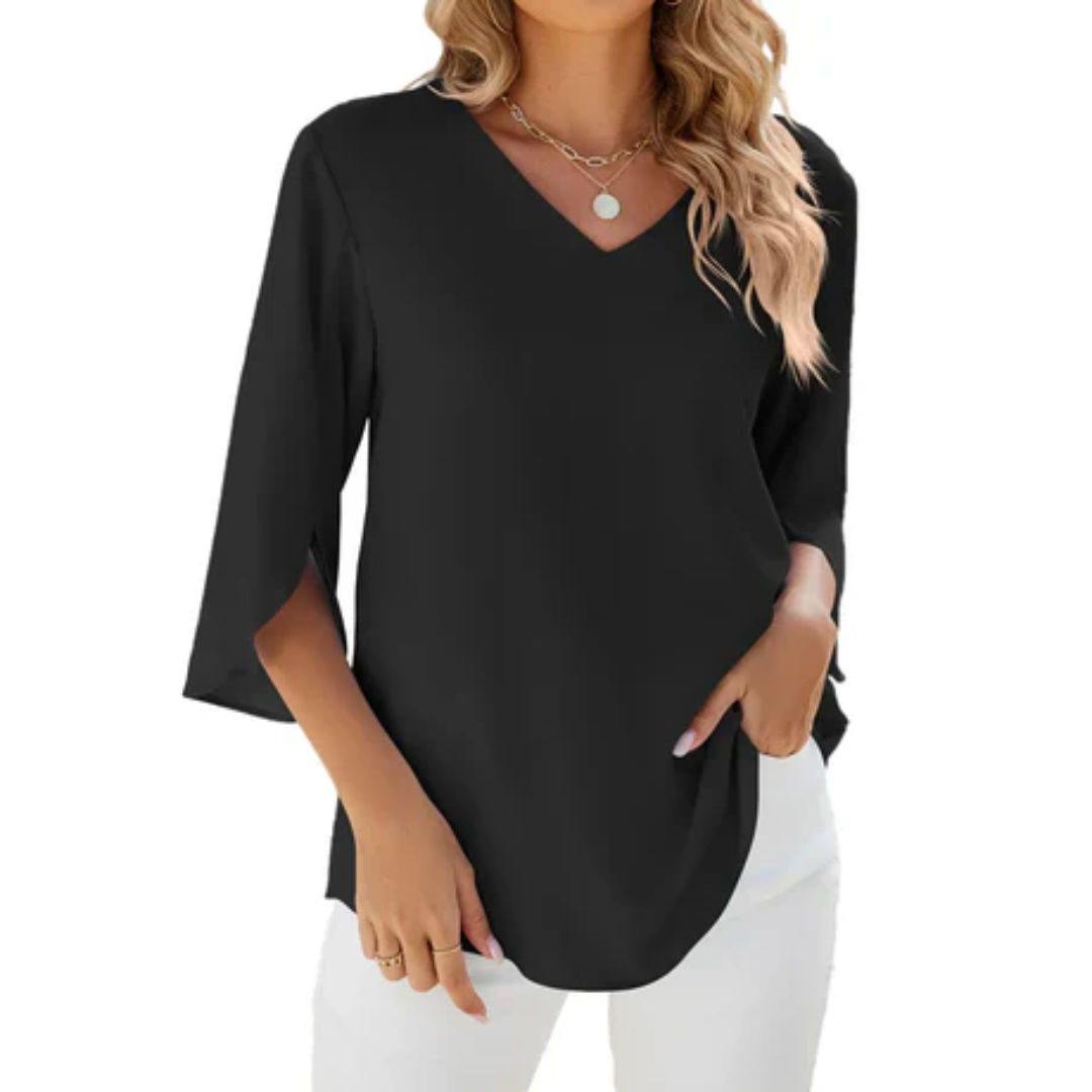 Quinly | Summer V Neck Mid Sleeve Blouse For Women