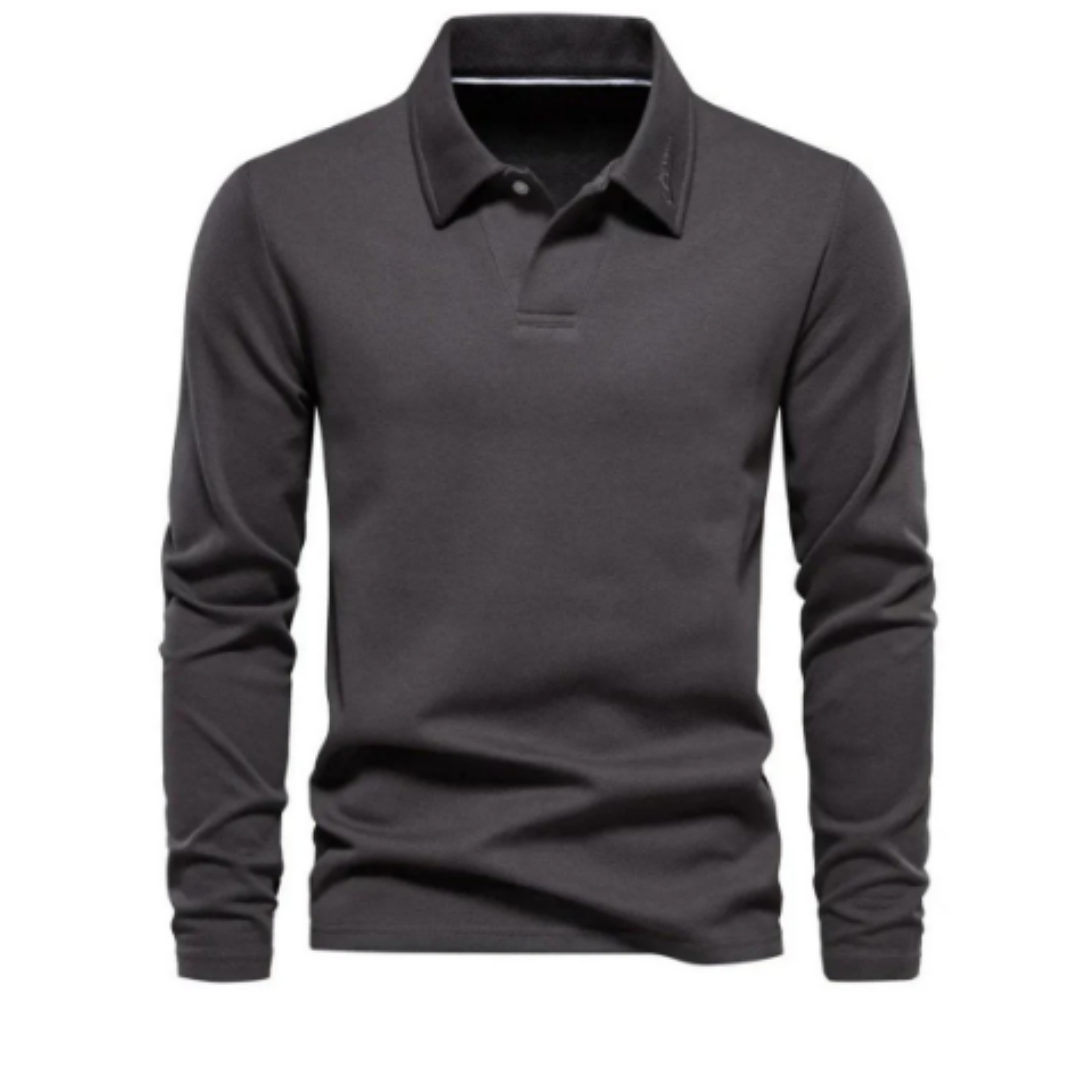 Wyld | Casual Half Button Long Sleeve Polo For Men