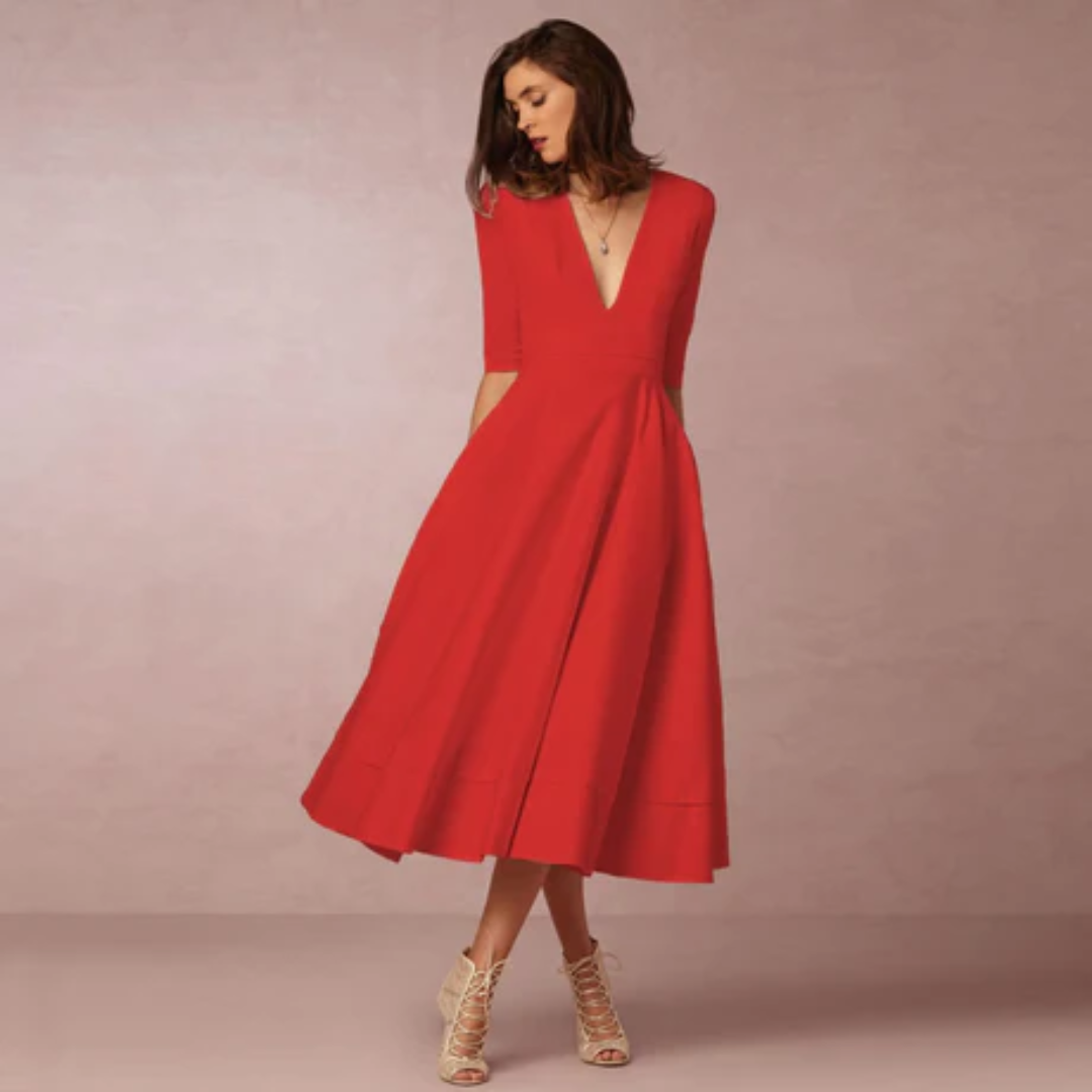 Daleyzal | Formal V Neck Midi Dress For Women