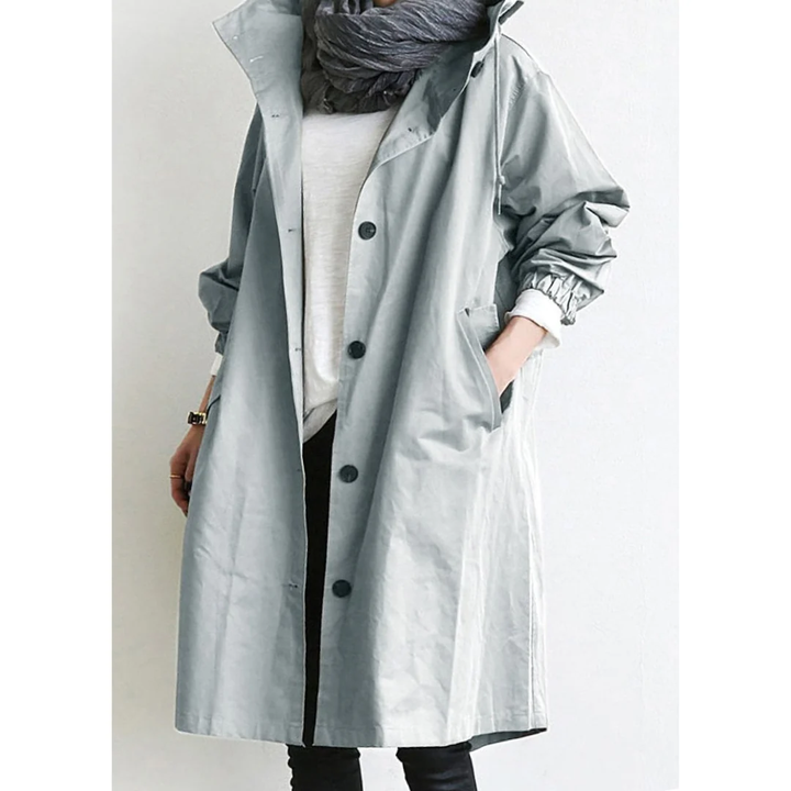 Odeta | Long Button Down Waterproof Rain Jacket For Women