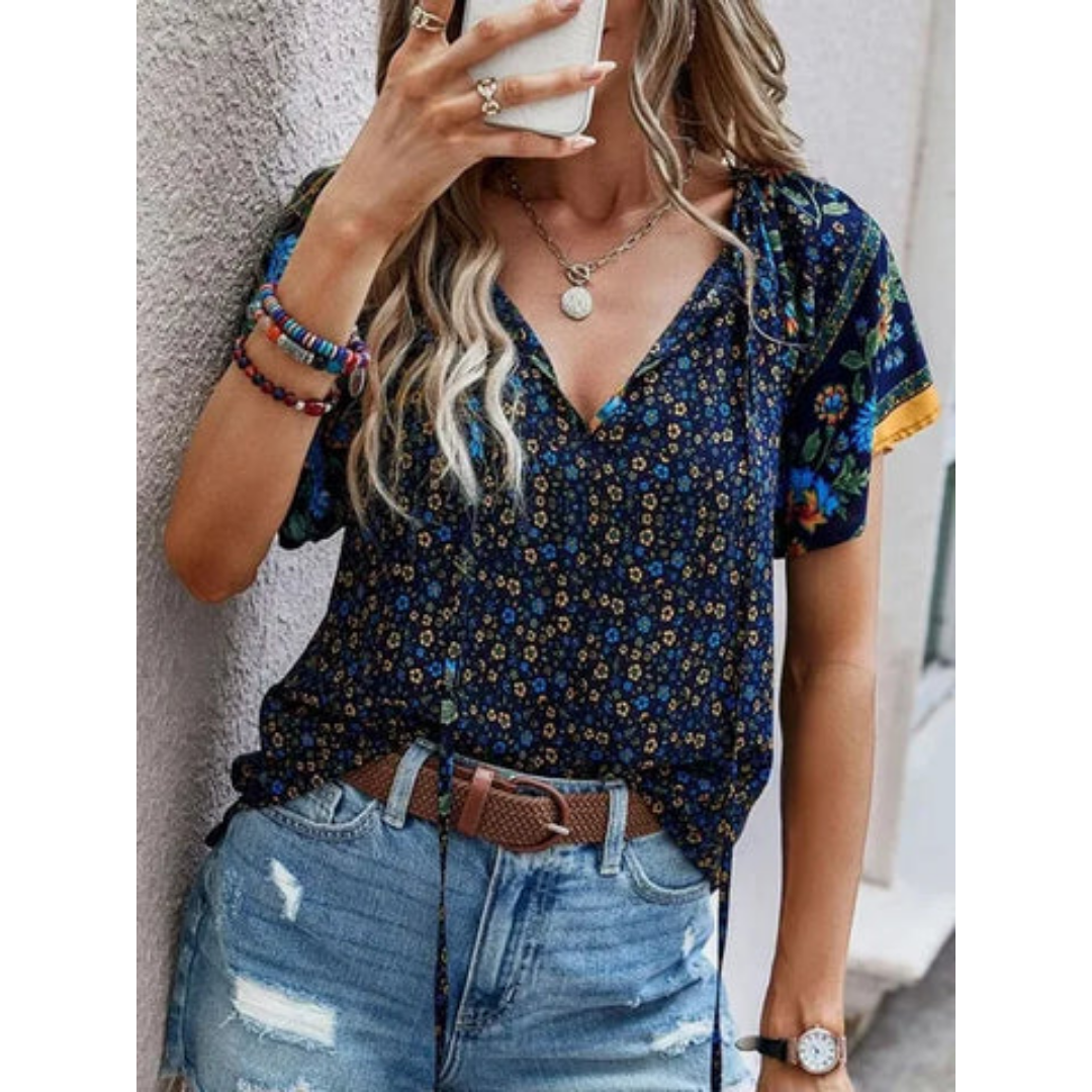 Khloe | Boho Short Sleeve Blouse For Women