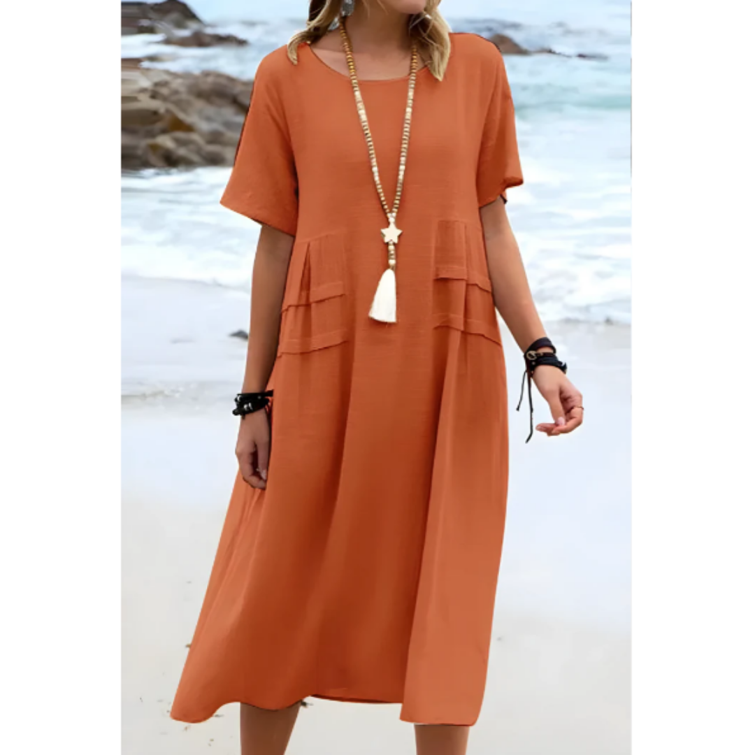 Zayne | Summer Round Neck Midi Dress For Women