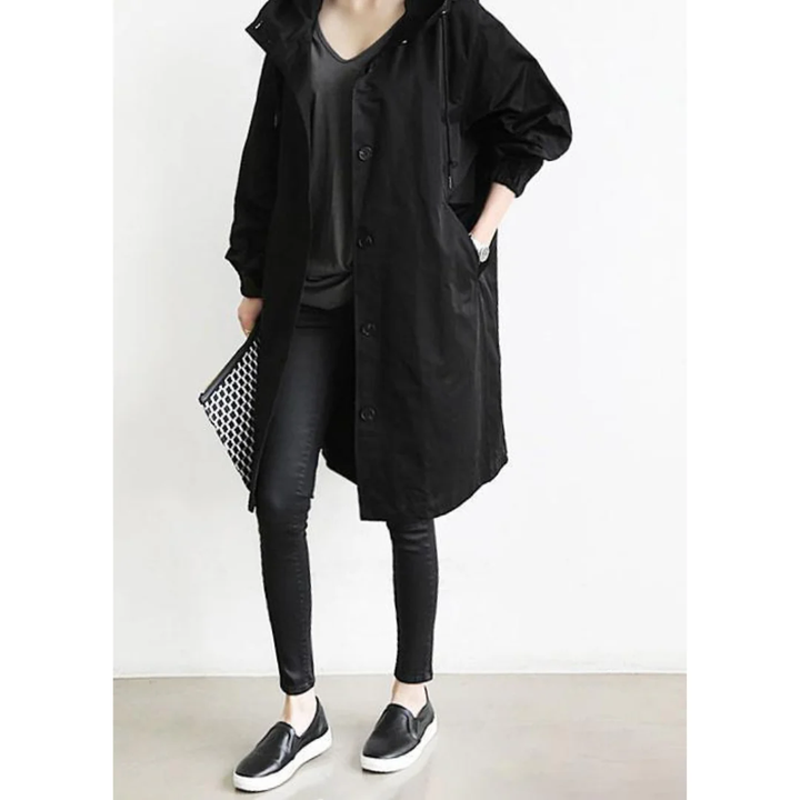 Odeta | Long Button Down Waterproof Rain Jacket For Women