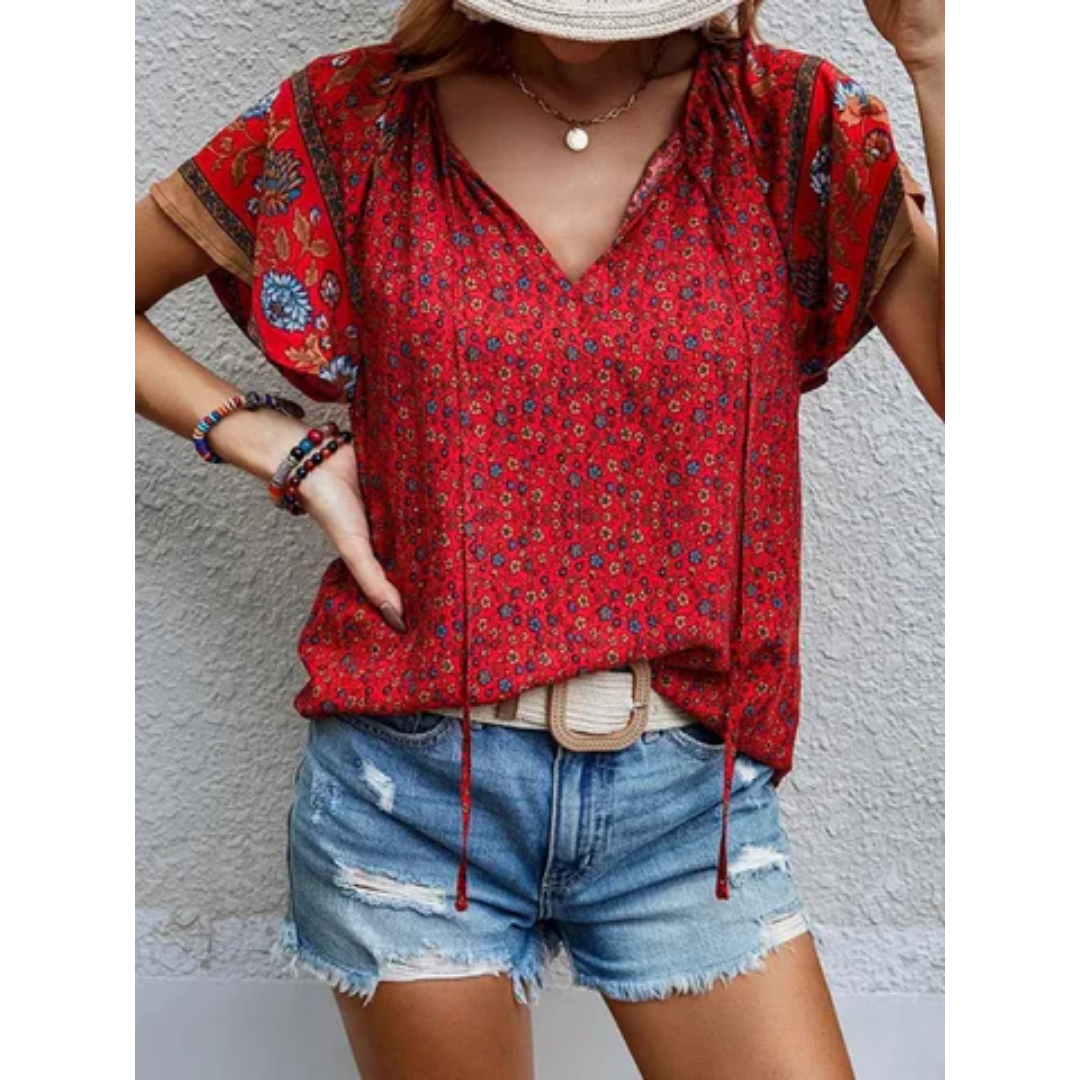 Khloe | Boho Short Sleeve Blouse For Women