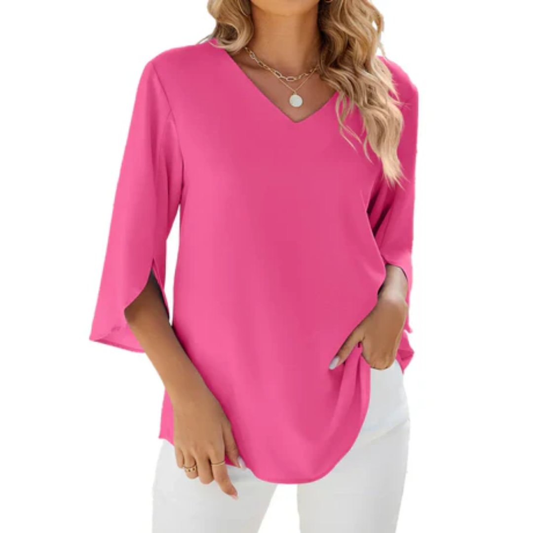 Quinly | Summer V Neck Mid Sleeve Blouse For Women