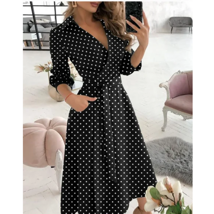 Jin | Puffed Sleeve Wrap Midi Dress For Women