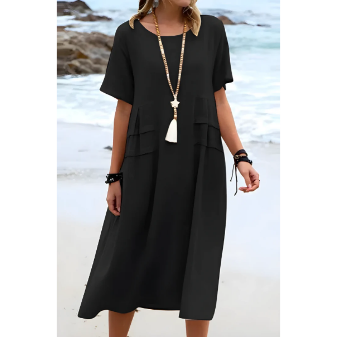 Zayne | Summer Round Neck Midi Dress For Women